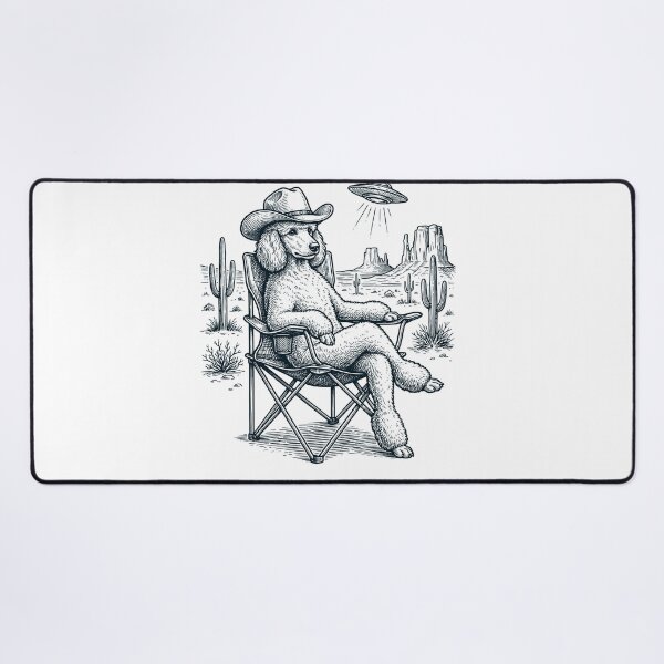 Item preview, Vintage Poodle Cowboy UFO Western Alien Dog Lover designed and sold by DoodleTortle.