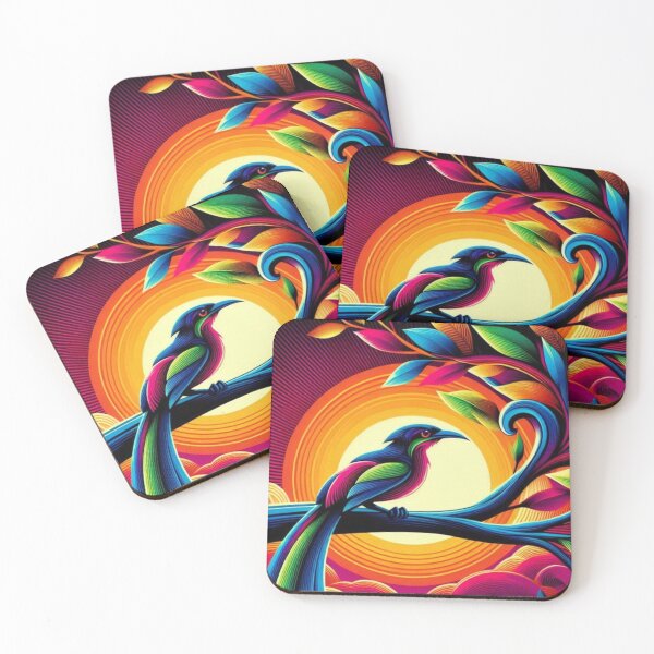 Item preview, Psychedelic Tropical Bird – Radiant Sunset Emblem designed and sold by Dogandesighn.