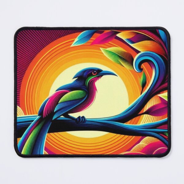 Item preview, Psychedelic Tropical Bird – Radiant Sunset Emblem designed and sold by Dogandesighn.