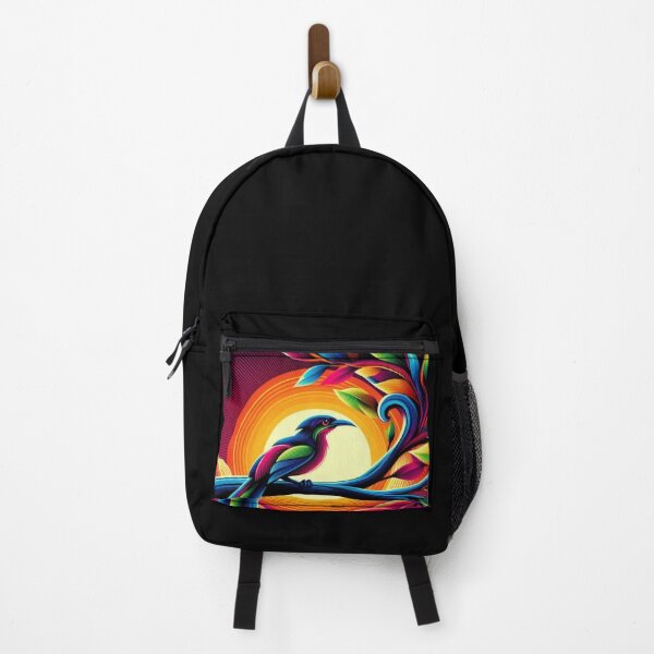 Item preview, Psychedelic Tropical Bird – Radiant Sunset Emblem designed and sold by Dogandesighn.