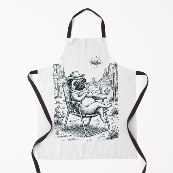 Artikelvorschau, Vintage Mops Cowboy UFO Western Alien Hundeliebhaber entworfen und verkauft von DoodleTortle.