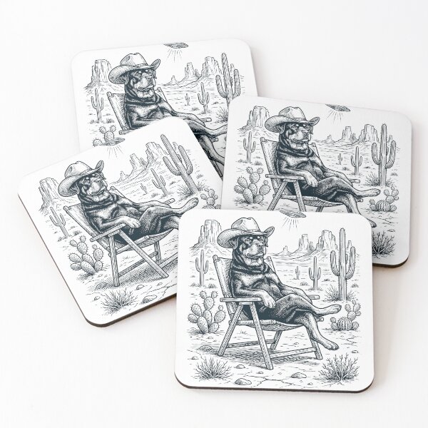 Item preview, Vintage Rottweiler Cowboy UFO Western Alien Dog Lover designed and sold by DoodleTortle.