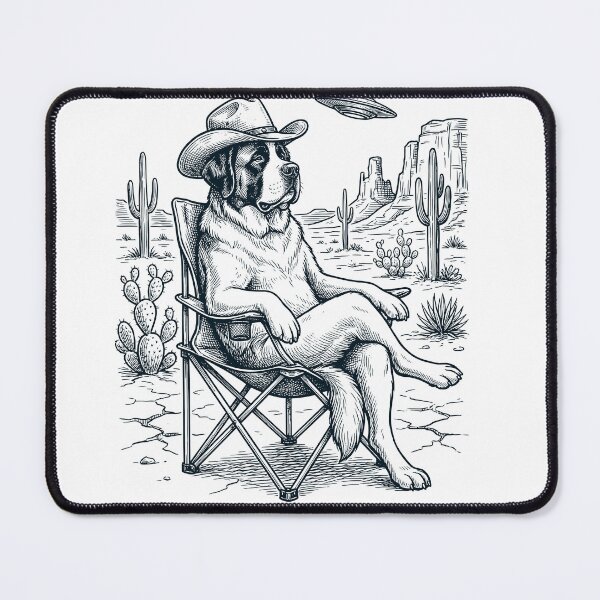 Item preview, Vintage Saint Bernard Cowboy UFO Western Alien Dog Lover designed and sold by DoodleTortle.