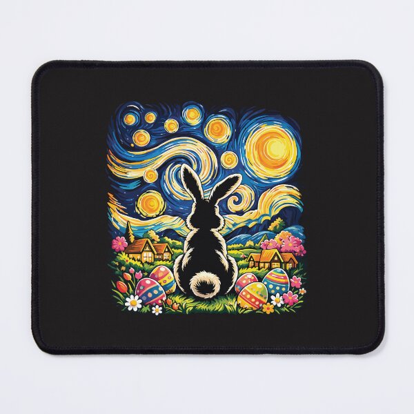 Item preview, Happy Easter Bunny Starry Night Style Eggs Vintage Art designed and sold by kiralynstration.