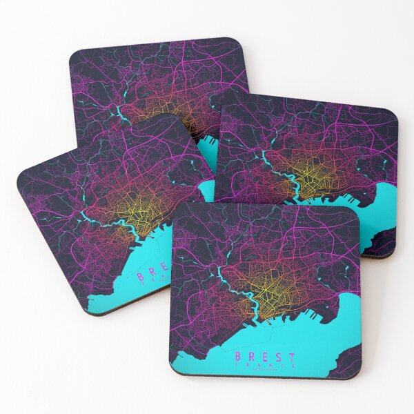 Item preview, Brest City Map of Brittany, France - Neon designed and sold by deMAP.