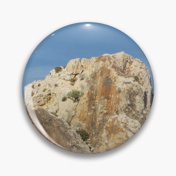 Item preview, Eroded Limestone Rock Formation in Rugged Mediterranean Landscape With Blue Sky and Coastal Vegetation designed and sold by Nmallia.