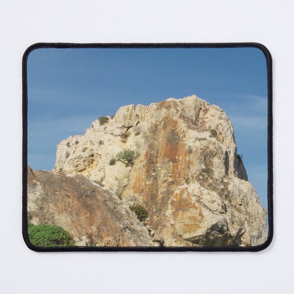 Item preview, Eroded Limestone Rock Formation in Rugged Mediterranean Landscape With Blue Sky and Coastal Vegetation designed and sold by Nmallia.