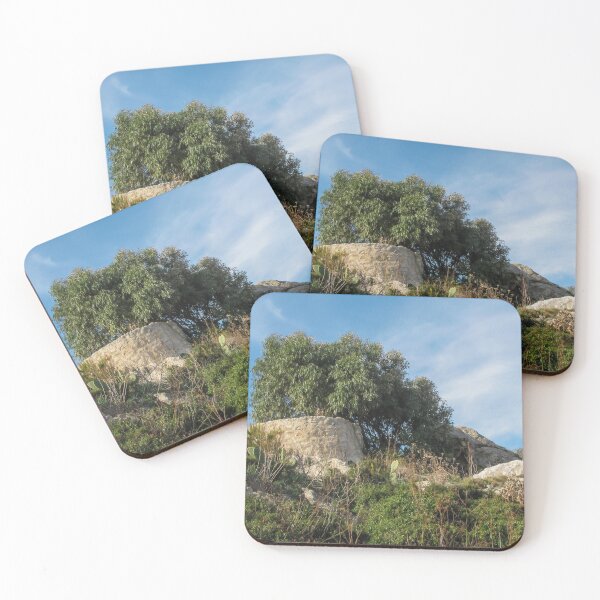 Item preview, Solitary Tree on Rocky Hill With Blue Sky Over Natural Shrubland and Cactus designed and sold by Nmallia.