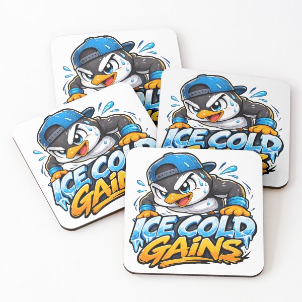 Item preview, Penguin Gym Fitness Sticker – Ice Cold Gains designed and sold by les3cerises.
