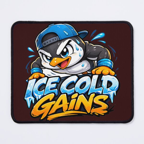 Item preview, Penguin Gym Fitness Sticker – Ice Cold Gains designed and sold by les3cerises.