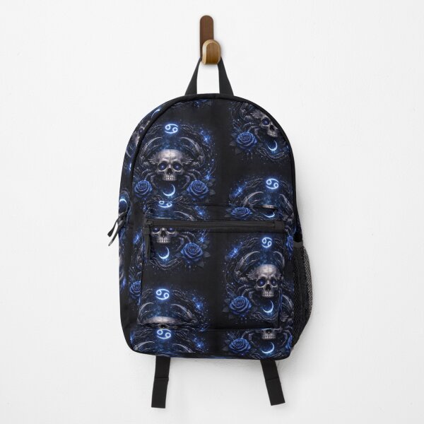 Item preview, Cancer Gothic Skull Zodiac – Dark Astrology Crab, Celestial Blue Roses, Mystic Cancer Sign Art designed and sold by Bonitivity Zodiacs.
