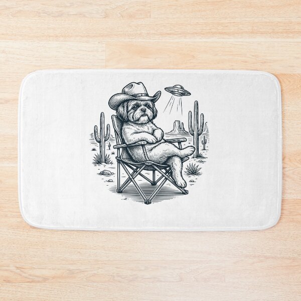 Item preview, Vintage Shih Tzu Cowboy UFO Western Alien Dog Lover designed and sold by DoodleTortle.