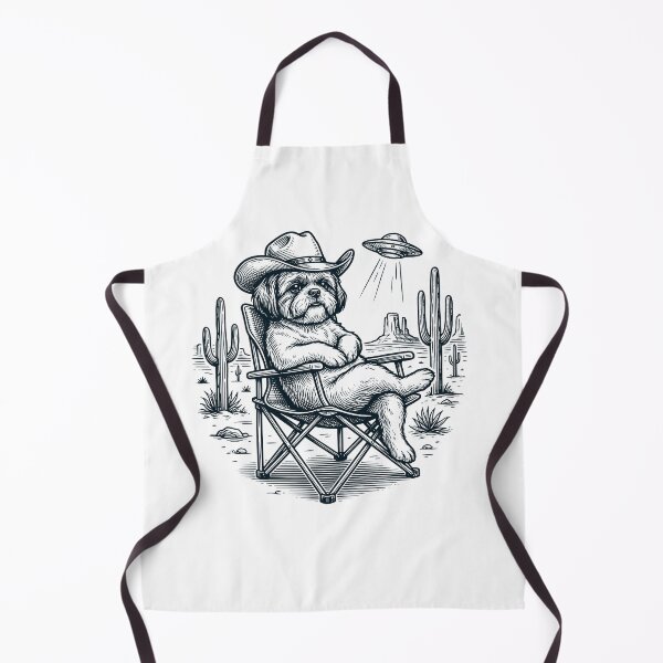 Item preview, Vintage Shih Tzu Cowboy UFO Western Alien Dog Lover designed and sold by DoodleTortle.