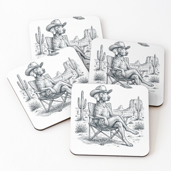 Item preview, Vintage Weimaraner Cowboy UFO Western Alien Dog Lover designed and sold by DoodleTortle.