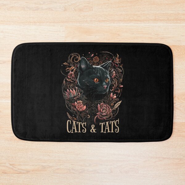 Item preview, Cats and Tats Black Cat Floral Tattoo Style Design designed and sold by Modaozushi216.