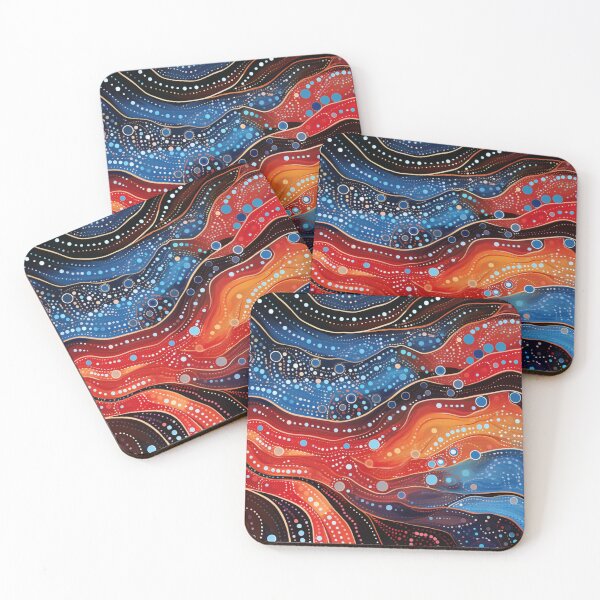 Item preview, Aboriginal Inspired Dot Art - Hot Cold Waves Pattern designed and sold by GrinGalore.