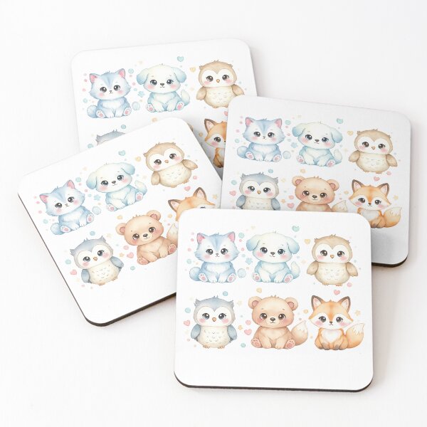 Item preview, Cute Baby Woodland Animals Watercolor Set Kawaii Forest Illustration designed and sold by Nusha Creations.