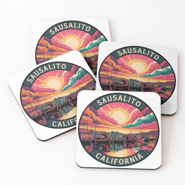 Item preview, Sausalito California: Colorful Houseboat Harbor Illustration designed and sold by CircinusStore.