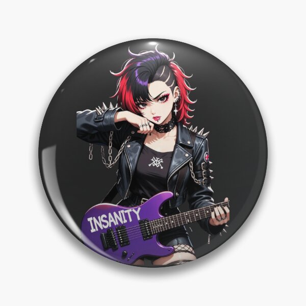 Item preview, INSANITY - Punk Guitarist Anime Girl - Edgy Rock designed and sold by INSANITYBREED.