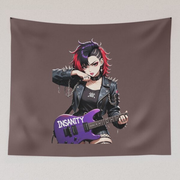Item preview, INSANITY - Punk Guitarist Anime Girl - Edgy Rock designed and sold by INSANITYBREED.