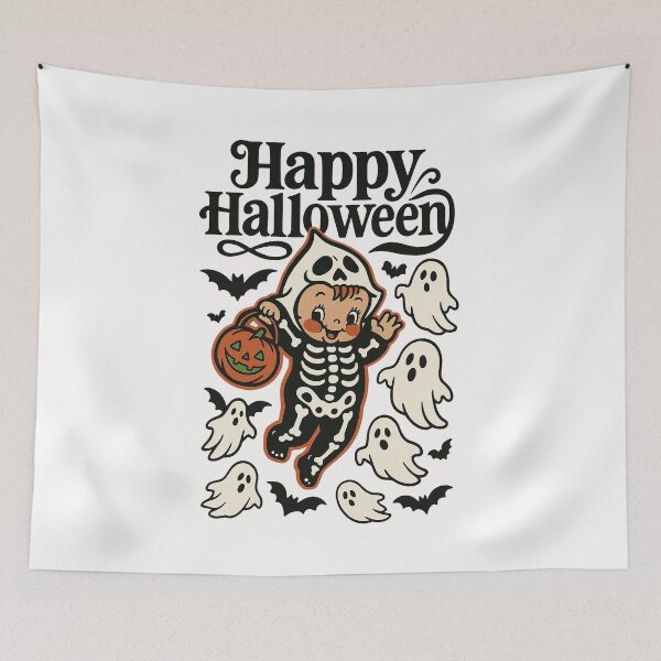 Item preview, Cute Baby Skeleton & Ghosts – Happy Halloween Vintage Design designed and sold by best-2025.