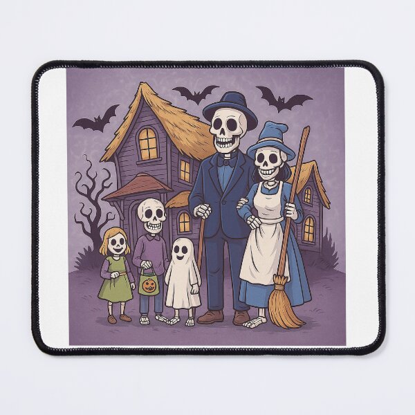 Item preview, Skeleton Family Halloween Night – Spooky Haunted House Scene designed and sold by best-2025.