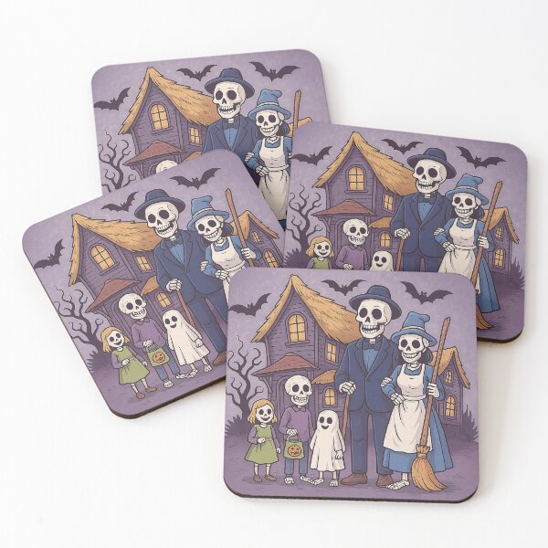 Item preview, Skeleton Family Halloween Night – Spooky Haunted House Scene designed and sold by best-2025.