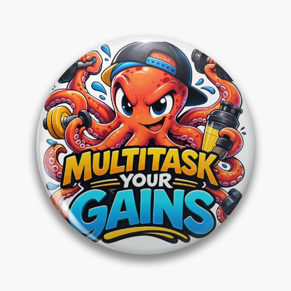 Item preview, Octopus Gym Fitness Sticker – Multitask Your Gains designed and sold by les3cerises.