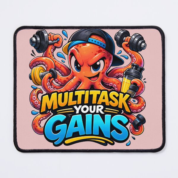 Item preview, Octopus Gym Fitness Sticker – Multitask Your Gains designed and sold by les3cerises.