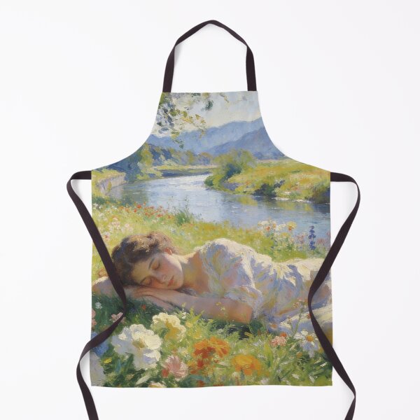 Item preview, Dreamy Flower Field Painting, Impressionist Woman Sleeping in Wildflower Meadow designed and sold by BlareBlare.