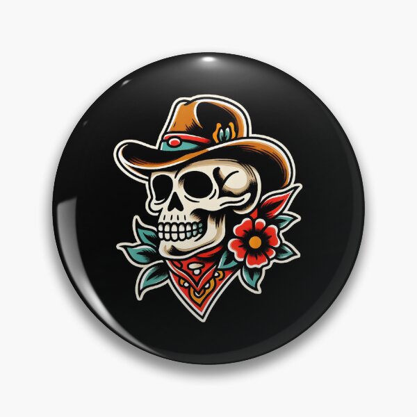 Item preview, Cowboy Skull With Rose Western Tattoo Style Design designed and sold by Modaozushi216.