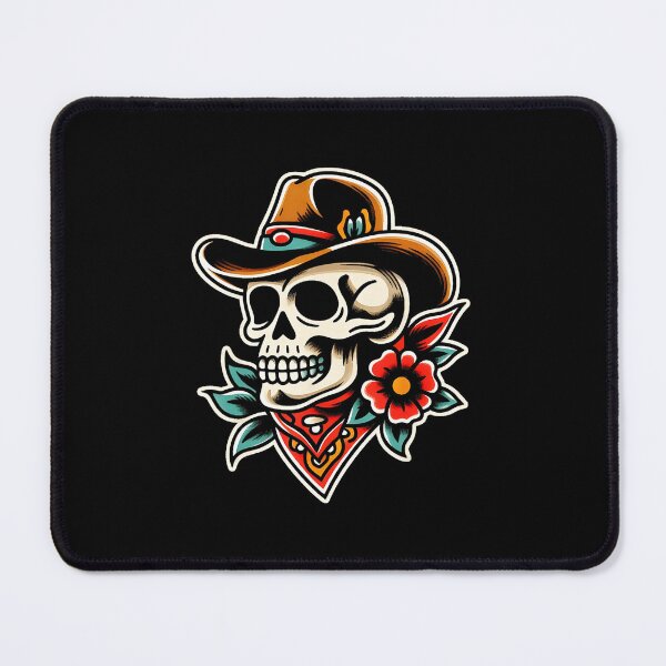 Item preview, Cowboy Skull With Rose Western Tattoo Style Design designed and sold by Modaozushi216.