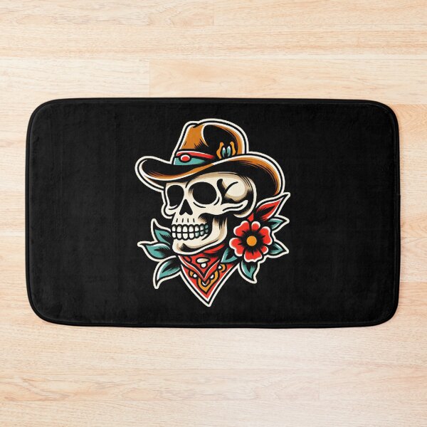 Item preview, Cowboy Skull With Rose Western Tattoo Style Design designed and sold by Modaozushi216.