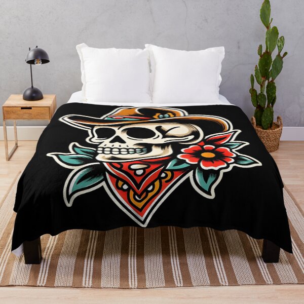 Item preview, Cowboy Skull With Rose Western Tattoo Style Design designed and sold by Modaozushi216.