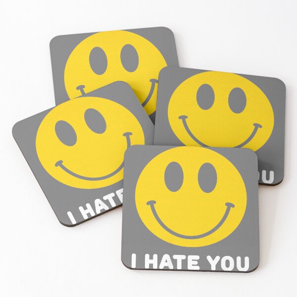 Item preview, Retro Vintage Yellow Happy Smile Face Emoticon I Hate You designed and sold by KristineLi.
