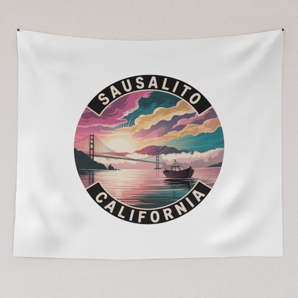 Item preview, Sausalito California: Golden Gate Bridge Coastal Illustration designed and sold by CircinusStore.