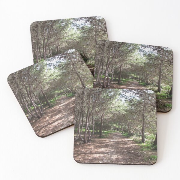 Item preview, Sunlit Forest Path Through Pine Trees And Shaded Woodland Trail With Natural Green Undergrowth designed and sold by Nmallia.