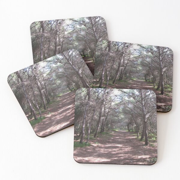 Item preview, Sunlit Forest Path Through Pine Trees And Shaded Woodland Trail With Natural Green Undergrowth designed and sold by Nmallia.