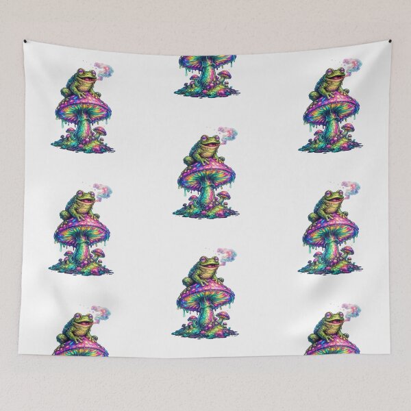 Item preview, Psychedelic frog on a glowing mushroom designed and sold by FroggyOnly.