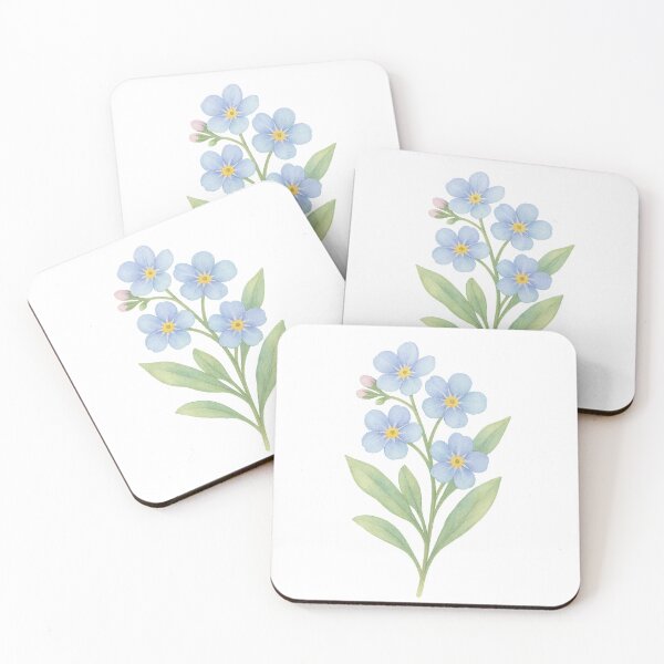 Aperçu de l'œuvre “I Love You – Romantic Forget-Me-Not Watercolor Illustration” créée et vendue par best-2025.