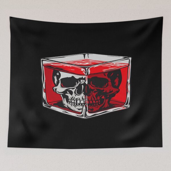 Item preview, Surreal Skull in Red Liquid Cube – Dark Abstract Art for Modern Decor & Creative Digital Projects designed and sold by Bright Nest Studio.