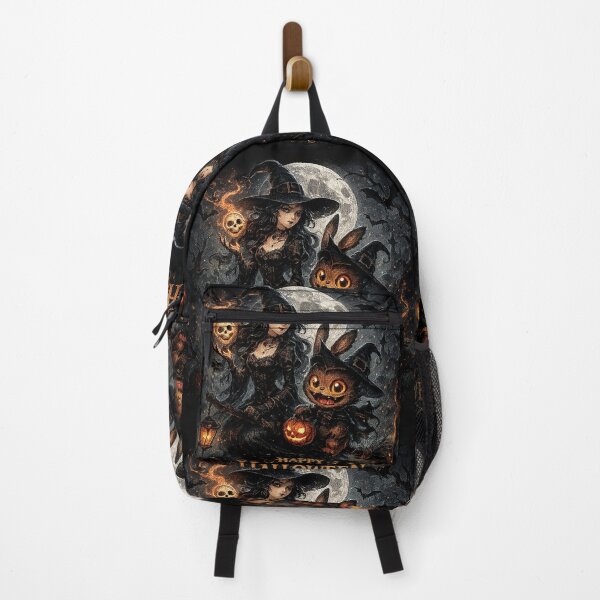 Item preview, Dark Witch and Labubu in Haunted Woods – Gothic Halloween Art Design designed and sold by best-2025.