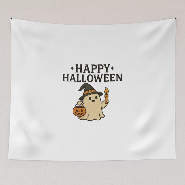 Item preview, Spooky Cat, Pumpkin, Ghost & Bat – Happy Halloween T-Shirt Design designed and sold by best-2025.