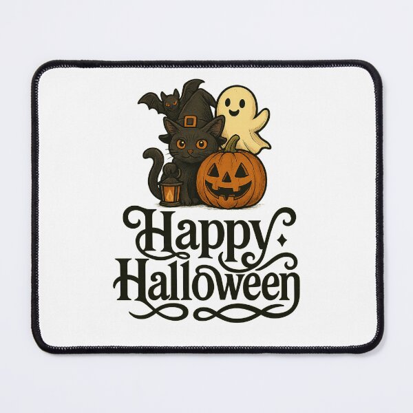 Item preview, Spooky Cat, Pumpkin, Ghost & Bat – Happy Halloween T-Shirt Design designed and sold by best-2025.