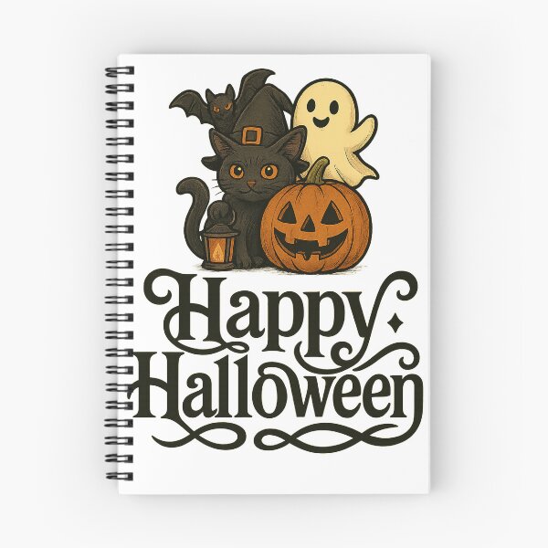Item preview, Spooky Cat, Pumpkin, Ghost & Bat – Happy Halloween T-Shirt Design designed and sold by best-2025.