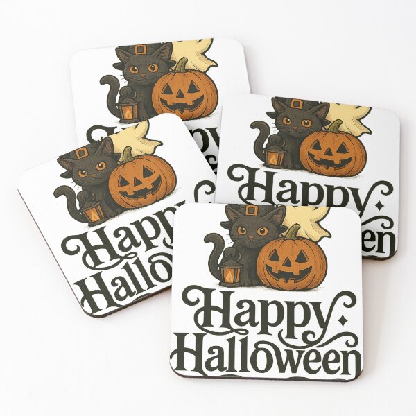 Item preview, Spooky Cat, Pumpkin, Ghost & Bat – Happy Halloween T-Shirt Design designed and sold by best-2025.