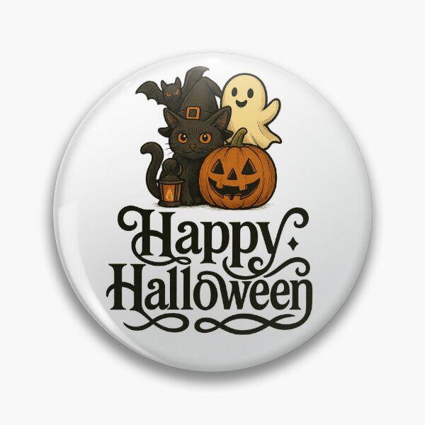 Item preview, Spooky Cat, Pumpkin, Ghost & Bat – Happy Halloween T-Shirt Design designed and sold by best-2025.