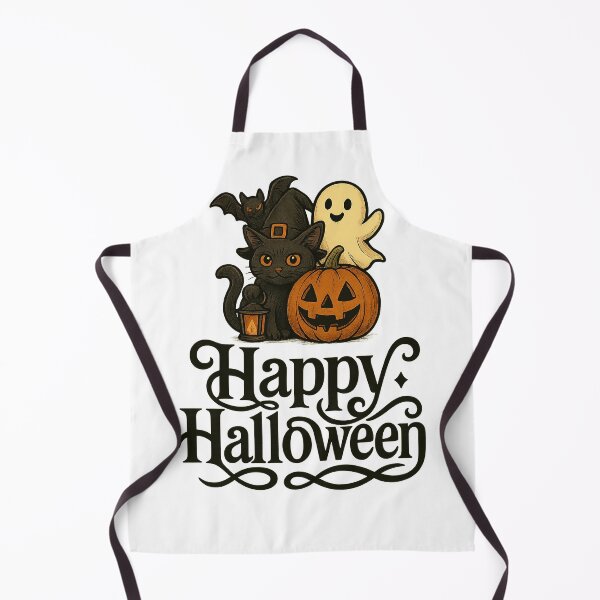Item preview, Spooky Cat, Pumpkin, Ghost & Bat – Happy Halloween T-Shirt Design designed and sold by best-2025.