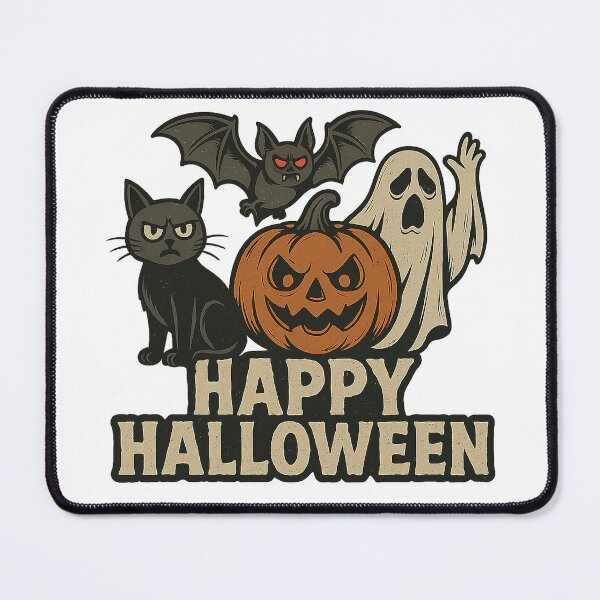Item preview, Spooky Cat, Pumpkin, Ghost & Bat – Happy Halloween T-Shirt Design designed and sold by best-2025.