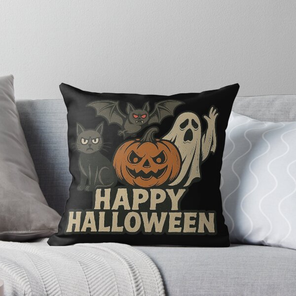 Item preview, Spooky Cat, Pumpkin, Ghost & Bat – Happy Halloween T-Shirt Design designed and sold by best-2025.